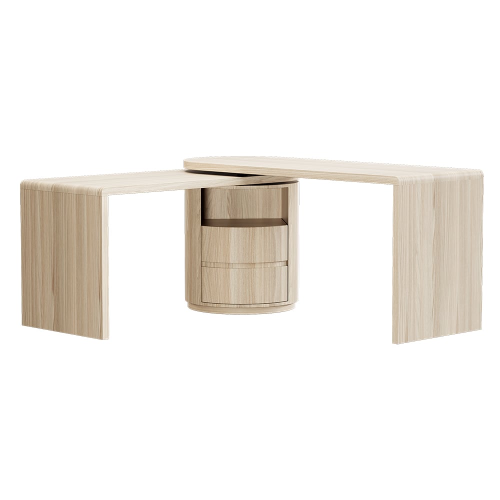 Chelsea 152cm L Shaped Rotatable Executive Office Desk Swivel Drawer