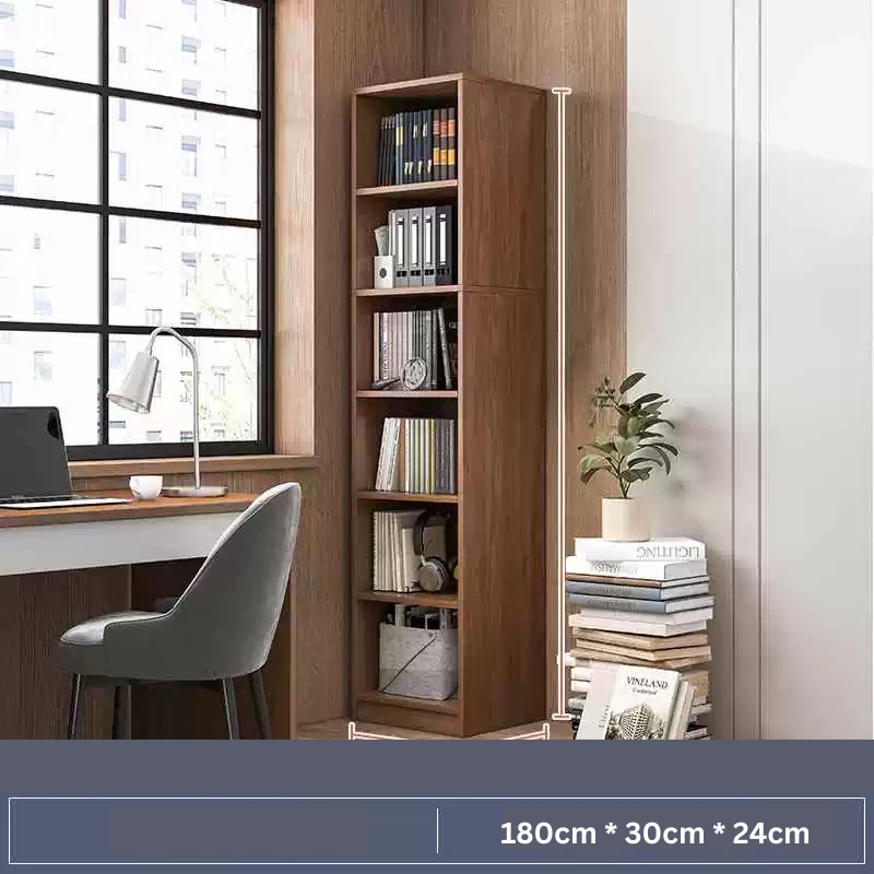 Alto 6 Tier Bookshelf Display Cabinet Bookcase Organiser Walnut 180cm