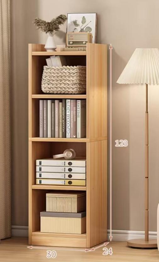 Oaklyn 4 Tier Bookshelf Display Cabinet Bookcase Organiser Oak 123cm