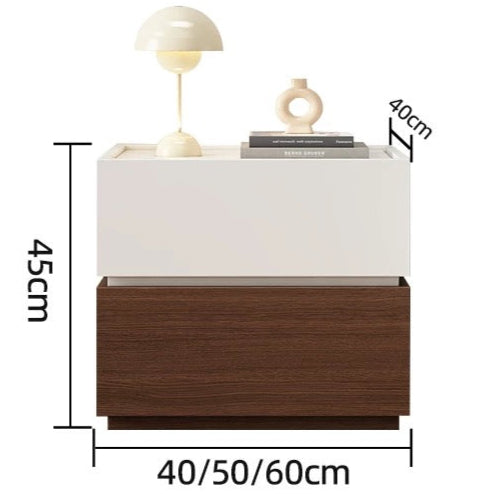 Alpine Wooden Nightstand Bedside Table Reversible Floating Shelf (White & Brown)