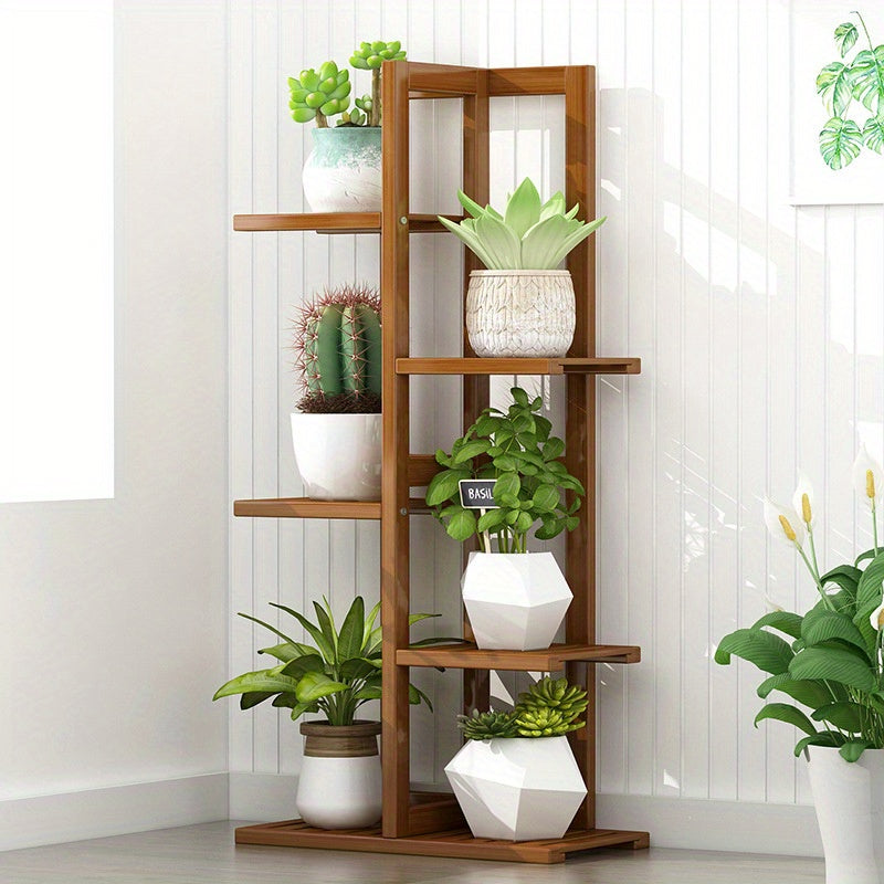 Summit Plant Stand 6 Tier Oak Rack Pot Gallery Holder Display