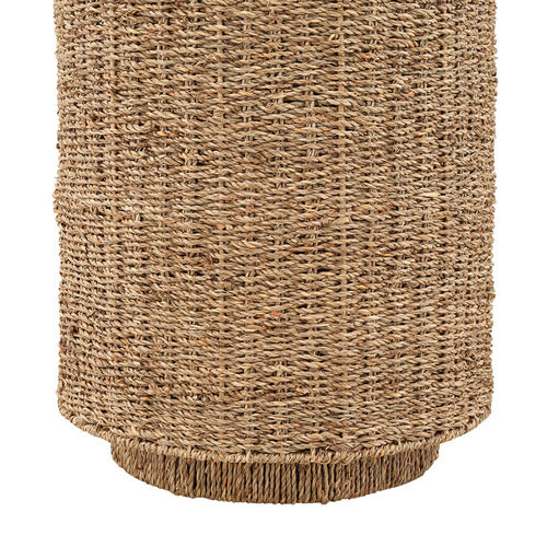 Summer Seagrass Bohemian Coastal Style Round Side End Table Steel Frame