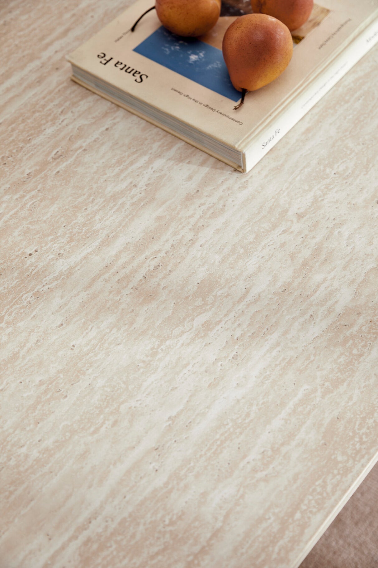 Esmia Travertine Look Table Nordic Design Oval Pillar Coffee Table 120cm