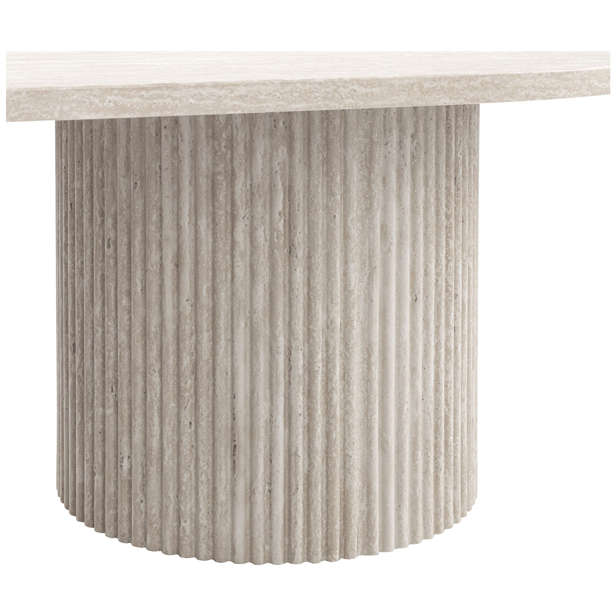 Esmia Travertine Look Table Nordic Design Oval Pillar Coffee Table 120cm
