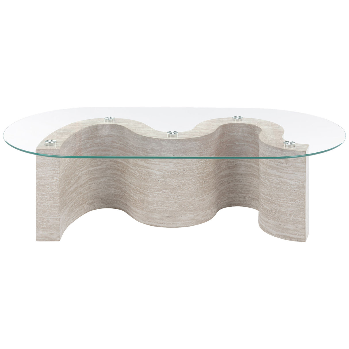 Louie Travertine Look Coffee Table Tempered Glass Table 120cm