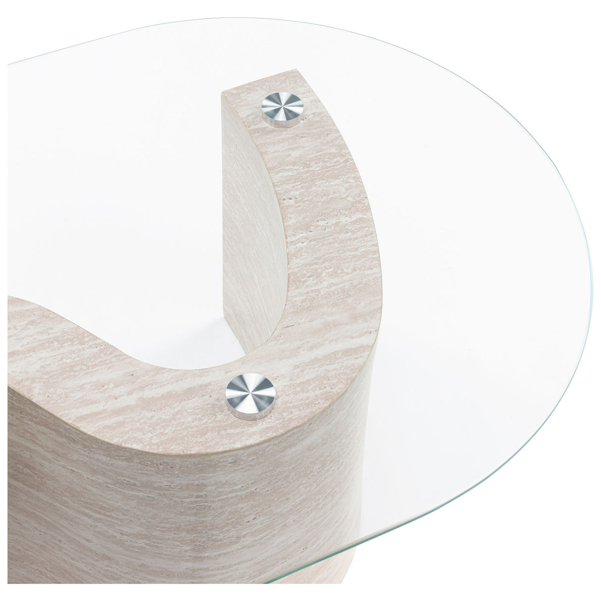 Louie Travertine Look Coffee Table Tempered Glass Table 120cm