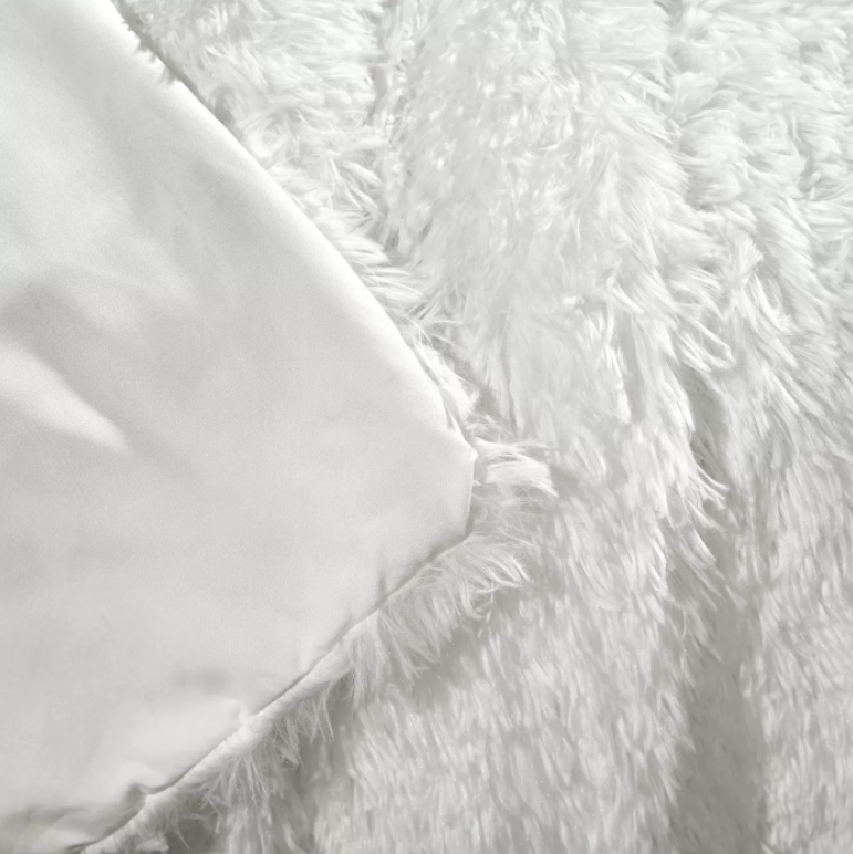 Lucia Sherpa Fur Blanket Luxury Fluffy 120cm Couch Pure White Sofa Throw