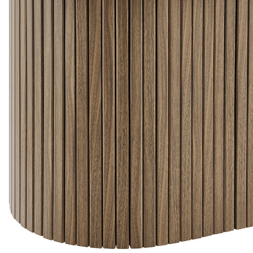 Chester Walnut Wood Grain Coffee Table Fluted Oval Table