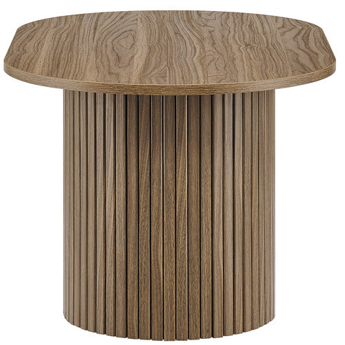 Chester Walnut Wood Grain Coffee Table Fluted Oval Table