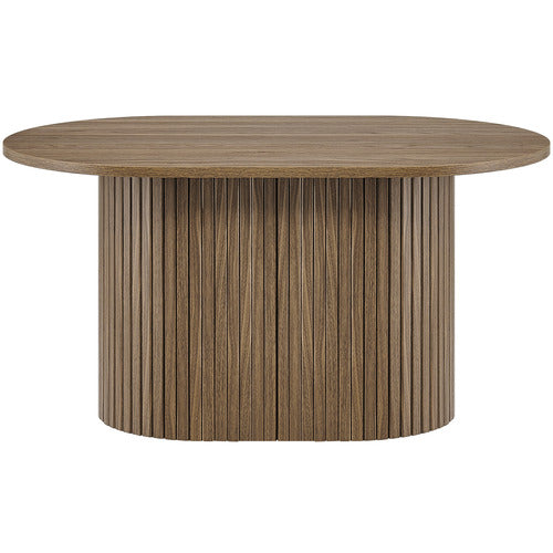 Chester Walnut Wood Grain Coffee Table Fluted Oval Table