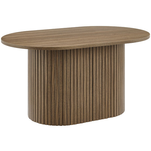 Chester Walnut Wood Grain Coffee Table Fluted Oval Table