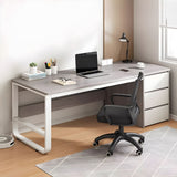 Kensington Modern Computer Desk with Storage Drawers Office Table (Grey)