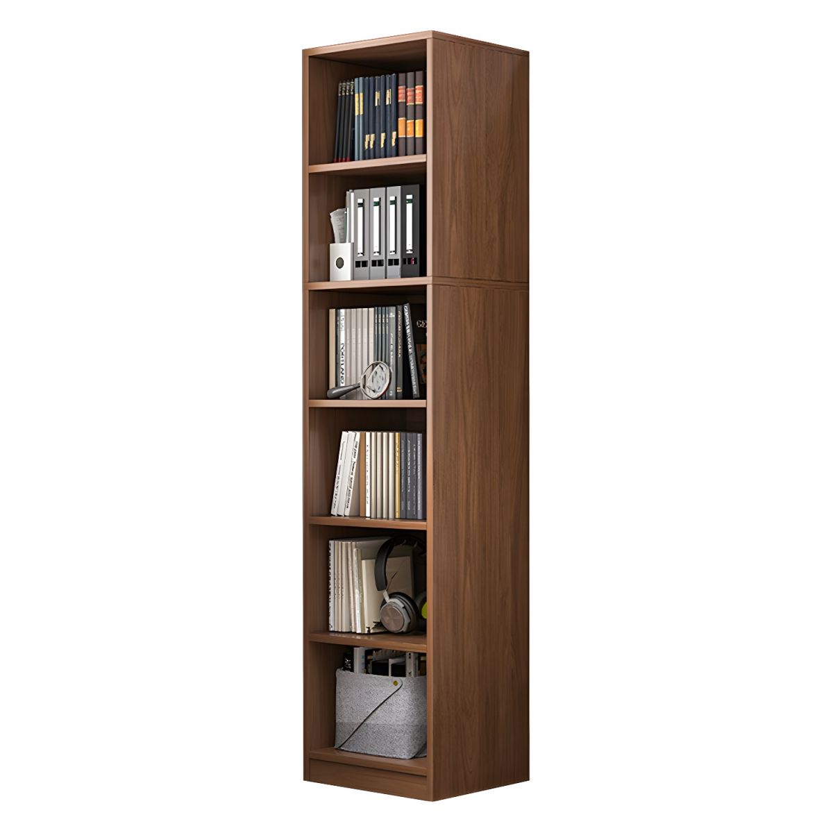 Alto 6 Tier Bookshelf Display Cabinet Bookcase Organiser Walnut 180cm