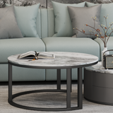 Elysia Marble Coffee Table Round Gloss Finish With Storage Drawers (Grey)