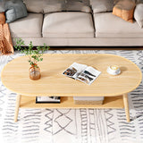 Natura Oak Coffee Table Light Wooden Lounge Oval Table 120cm