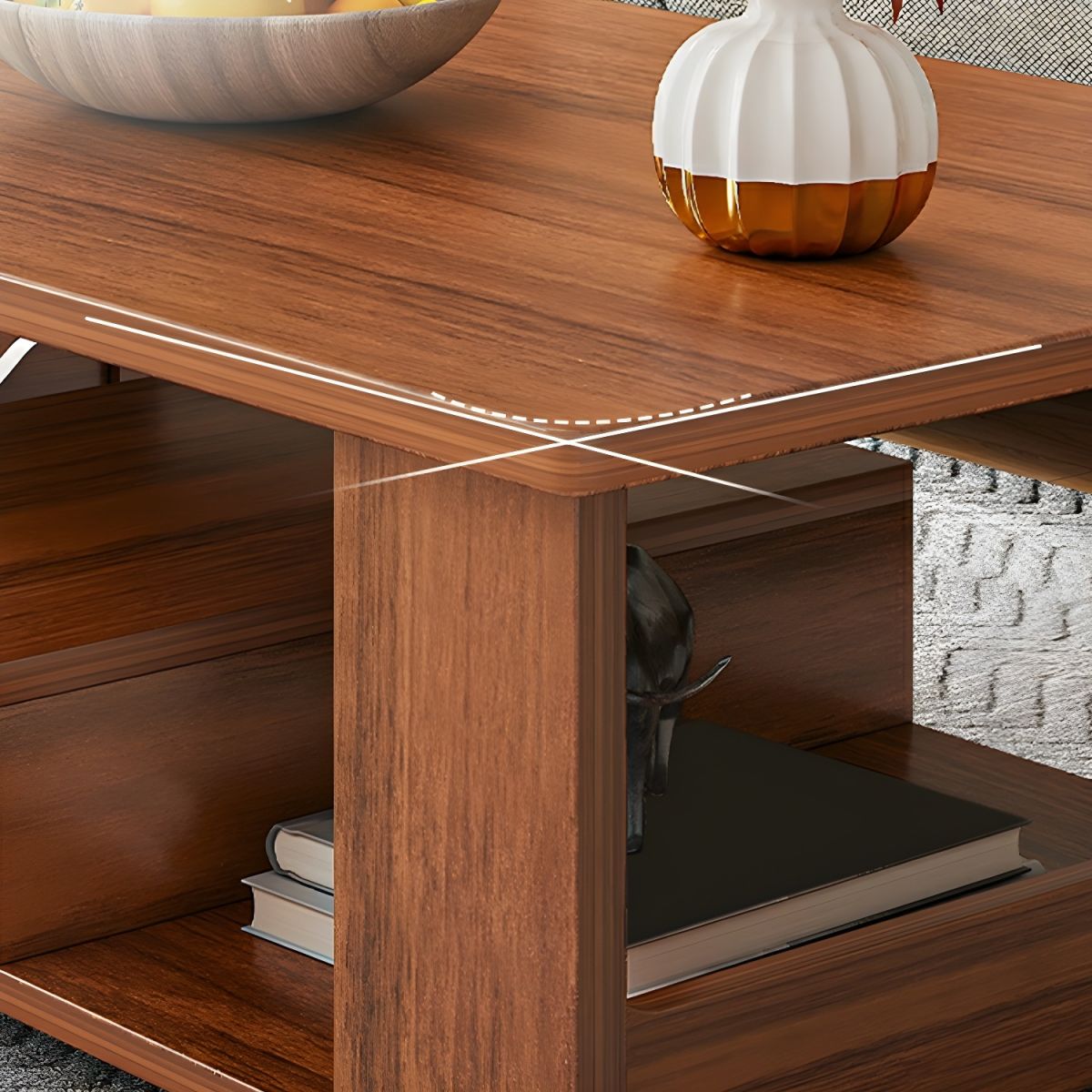 Terra Walnut Coffee Table Wooden Shelf For Lounge