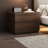 Alpine Wooden Nightstand Bedside Table Reversible Floating Shelf (Brown)