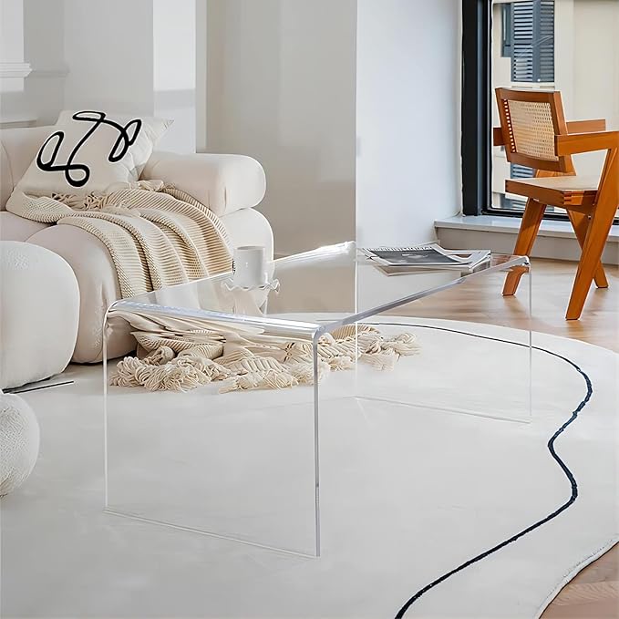 Modern Acrylic Clear Minimalist Coffee Table Rectangular Large