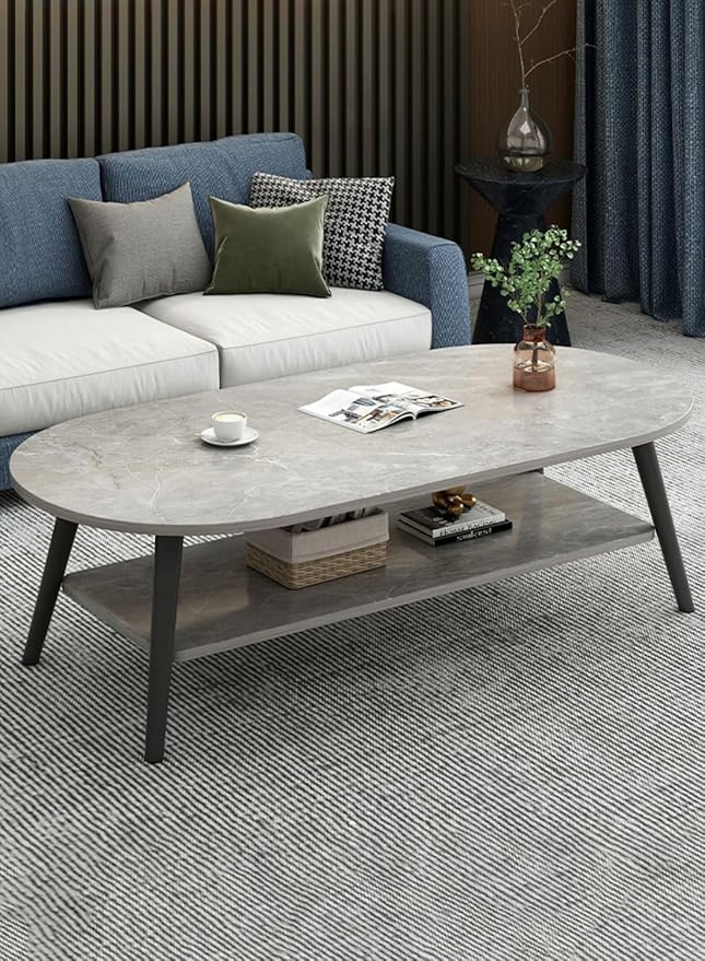 Nova Marble Coffee Table Double Stack Grey Lounge Table