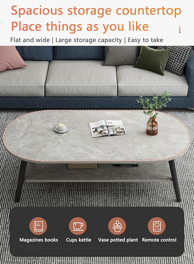 Nova Marble Coffee Table Double Stack Grey Lounge Table