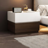 Alpine Wooden Nightstand Bedside Table Reversible Floating Shelf (White & Brown)