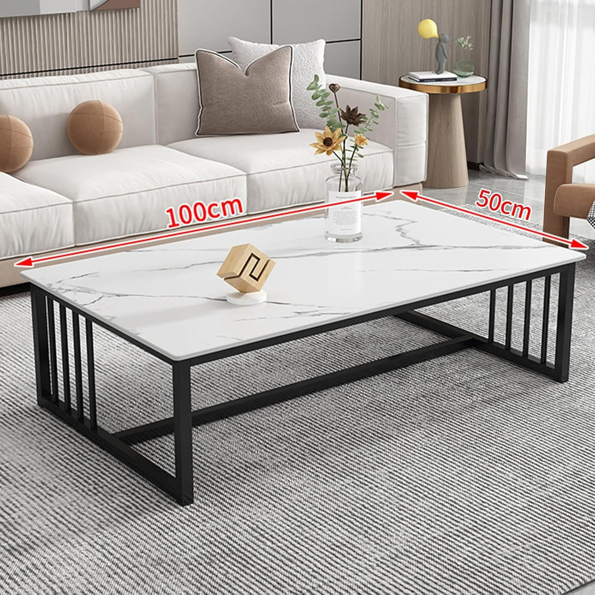 Venice Modern Marble Coffee Table With Gloss Finish (White)