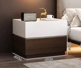 Alpine Wooden Nightstand Bedside Table Reversible Floating Shelf (White & Brown)