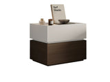 Alpine Wooden Nightstand Bedside Table Reversible Floating Shelf (White & Brown)