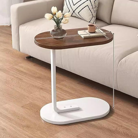 Corbin Side Table Wooden End Table Bedside Sofa Table (White & Light Oak)