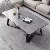 Slate Modern Coffee Table Marble Display Shelf Italian Rectangular Frame (Grey)