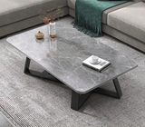 Slate Modern Coffee Table Marble Display Shelf Italian Rectangular Frame (Grey)