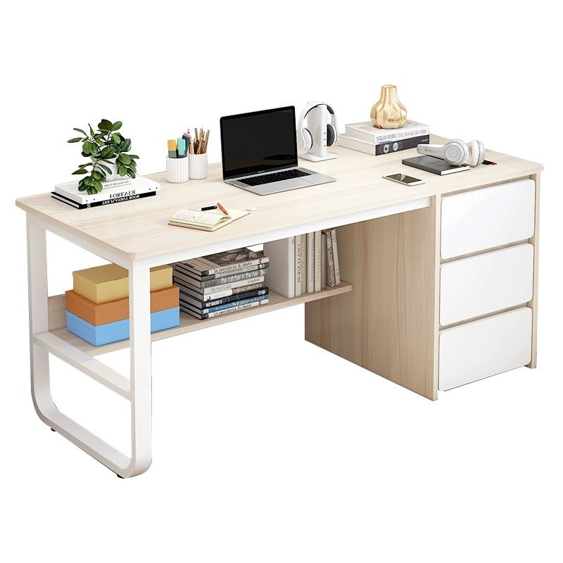 Ascend Executive Minimalist Computer Desk with Storage Drawers Office Table (Oak)