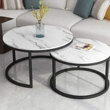 Vespera Nesting Coffee Table Marble Round Stackable Set (White)