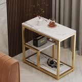 Briar Side Table Marble 3 Shelf Bedside Sofa Table Plant Stand (White Gold)
