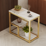 Briar Side Table Marble 3 Shelf Bedside Sofa Table Plant Stand (White Gold)