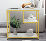 Briar Side Table Marble 3 Shelf Bedside Sofa Table Plant Stand (White Gold)