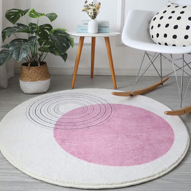 Fiona Round Rug Pink 100 x 100 Large Floor Rug Designer Living Room Rug