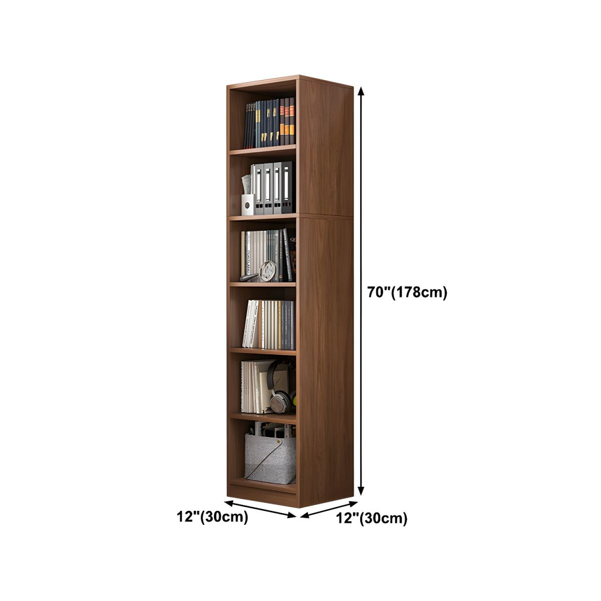 Alto 6 Tier Bookshelf Display Cabinet Bookcase Organiser Walnut 180cm